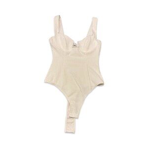 ASTR THE LABEL White AriaRibbed Bodysuit